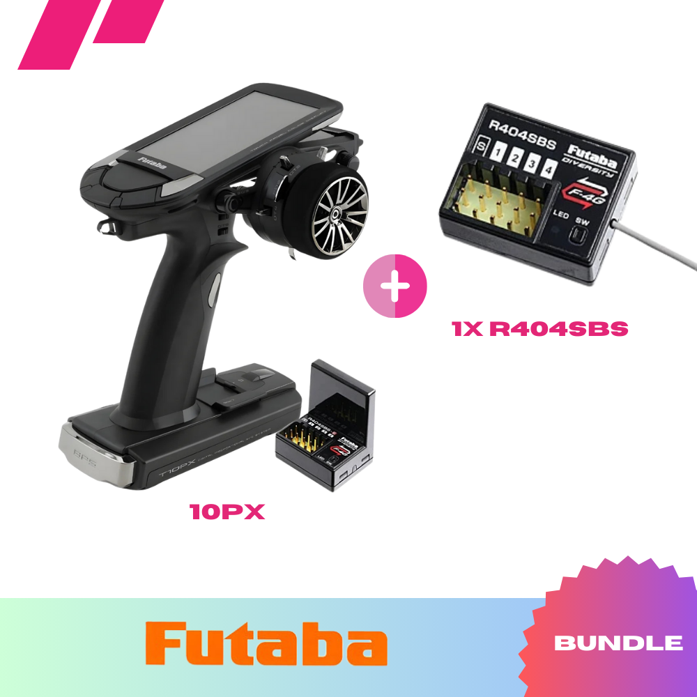 Futaba 10PX Sender + 1x R404SBS-E Empfänger + 1x R404SBS (Bundle) - RCXX - RC Racing Shop | RC Models | Tuning & Spare Parts for Professionals