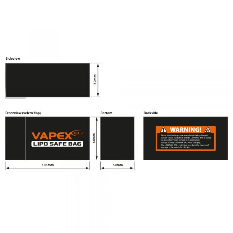 Vapex LiPo-Safe Bag-D (125x64x50 mm) - VPLIPOBAGD - RCXX - RC Racing Shop | RC Models | Tuning & Spare Parts for Professionals