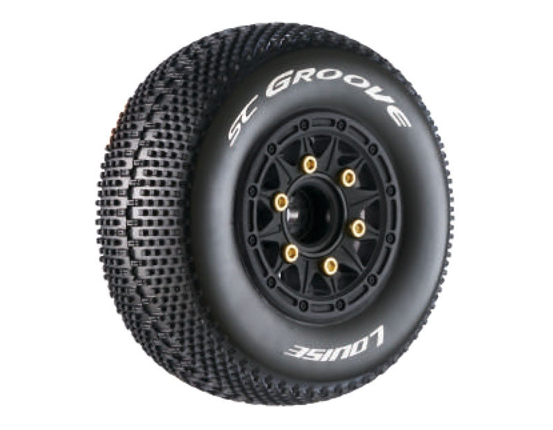 SC-Groove Reifen soft auf Felge schwarz 12/14/17 mm (2) LOUISE 1/10 Short-Course (tauschbare Radmitnehmer)