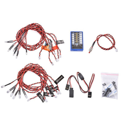 LED-Kit mit Kontrollbox Multicolor Flashing 4,8-6V (12x LED) H-SPEED für RC-Car, Helis, Flugzeuge & Dronen