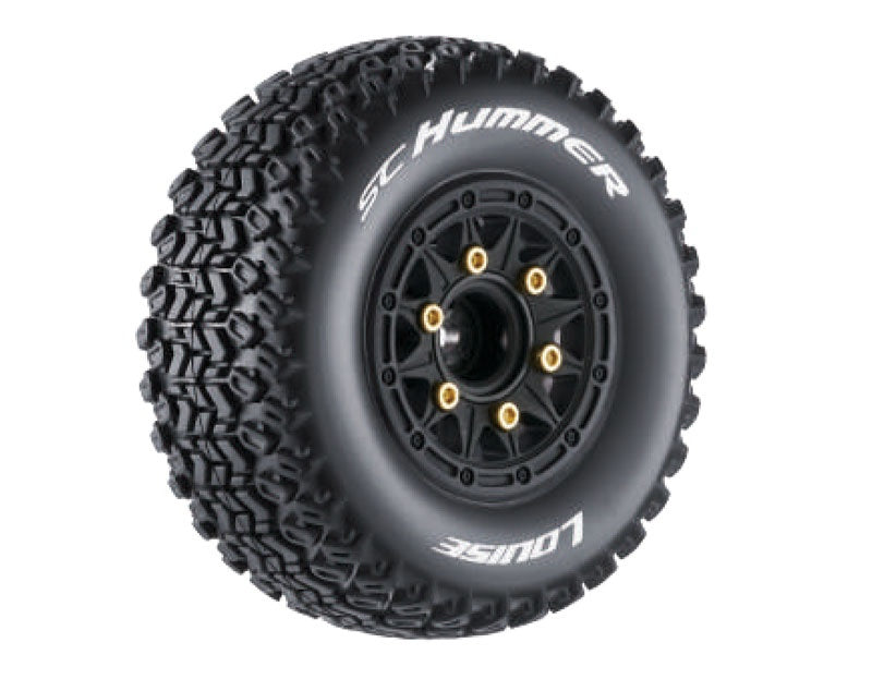 SC-Hummer Reifen soft auf Felge schwarz 12/14/17 mm (2) LOUISE 1/10 Short-Course (tauschbare Radmitnehmer)