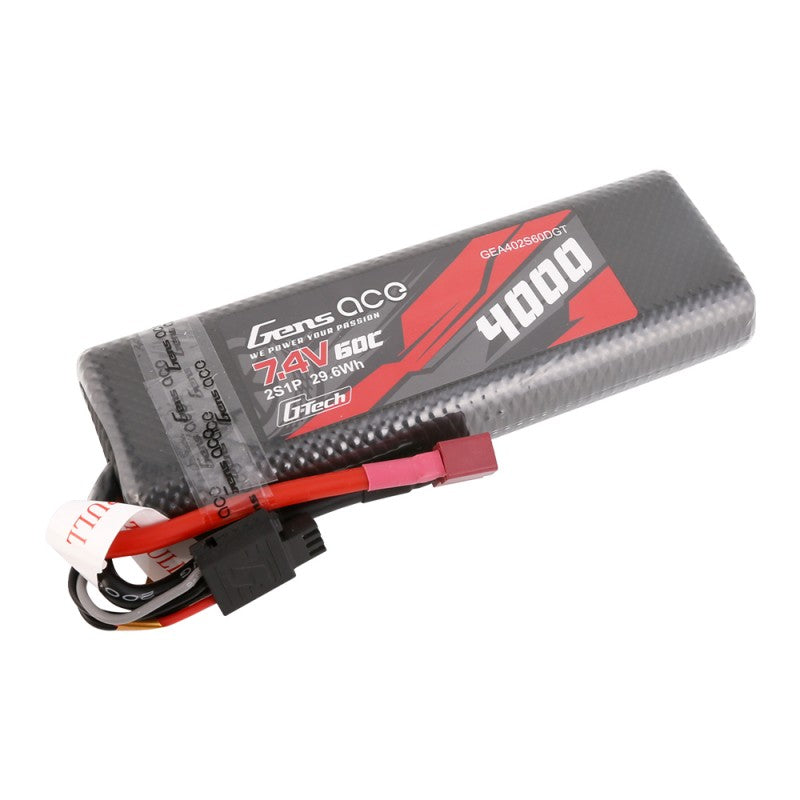 Batterie LiPo 2S 7,4 V - 4000 mAh - 60C (Deans) GensAce Bashing, 139 x 47 x 23 mm, 225 g, G-Tech