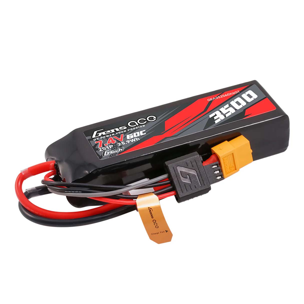 GensAce G-Tech Hard 2S 7.4V-3500-60C 100x34x22mm 179g (XT60)