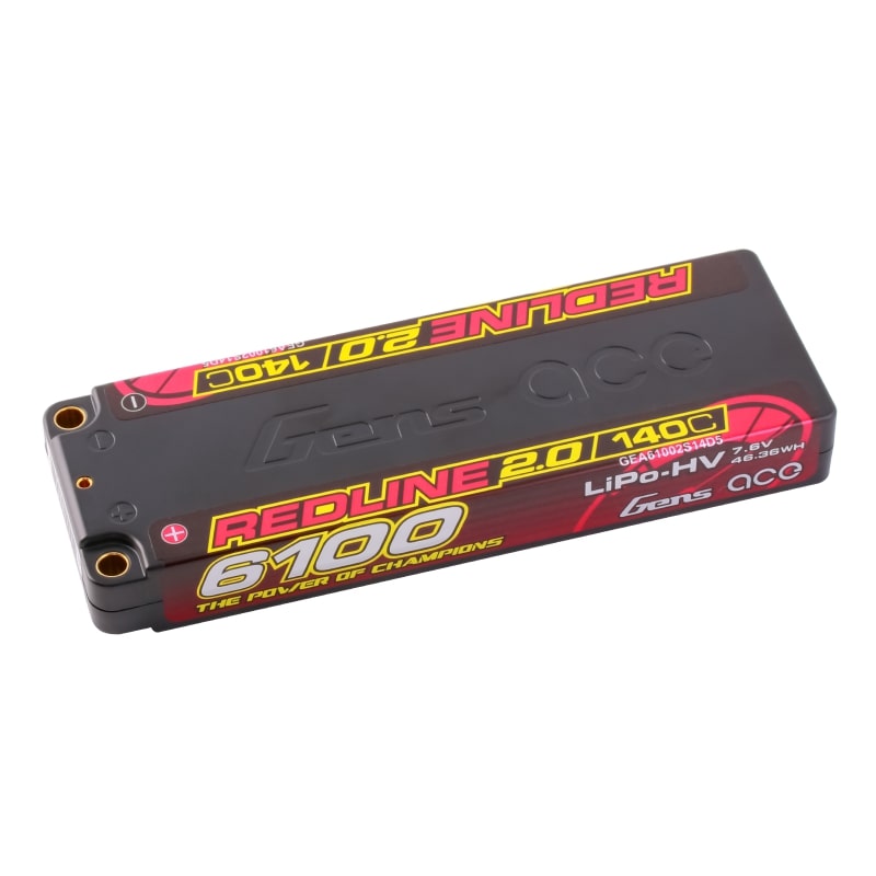 Batterie GensAce Redline 2.0 Low Prof 2S HV 7,6 V - 140 °C - 6100 139 x 47 x 18,5 mm 226 g
