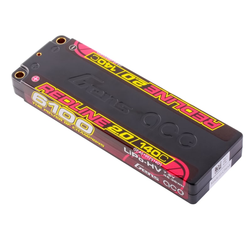 Batterie GensAce Redline 2.0 Low Prof 2S HV 7,6 V - 140 °C - 6100 139 x 47 x 18,5 mm 226 g