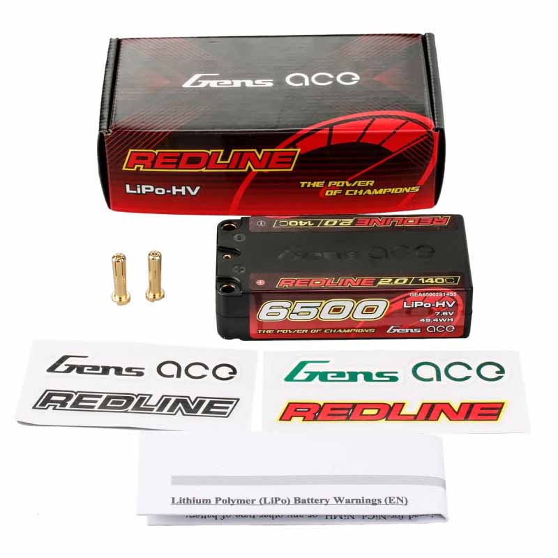 Batterie GensAce Redline 2.0 Shorty 2S HV 7,6 V - 140 C - 6500 mAh 96 x 47 x 25 mm 230 g