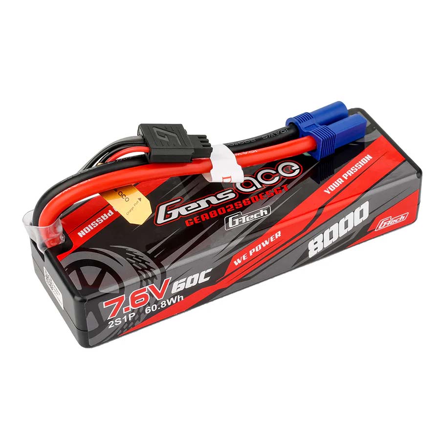 GensAce G-Tech Hard 2S 7.6V-8000-60C 138x46x24mm 334g (XT60)