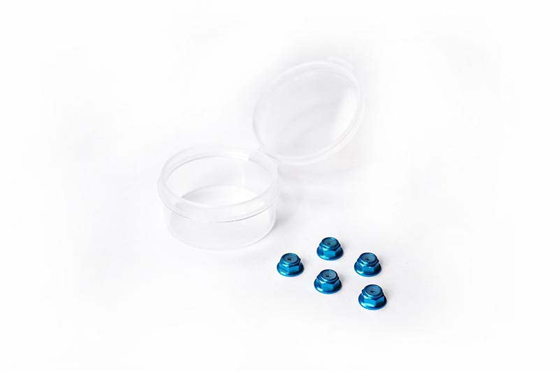 Stop nuts M2 flanged aluminum blue Koswork (5) Mini-Z Series