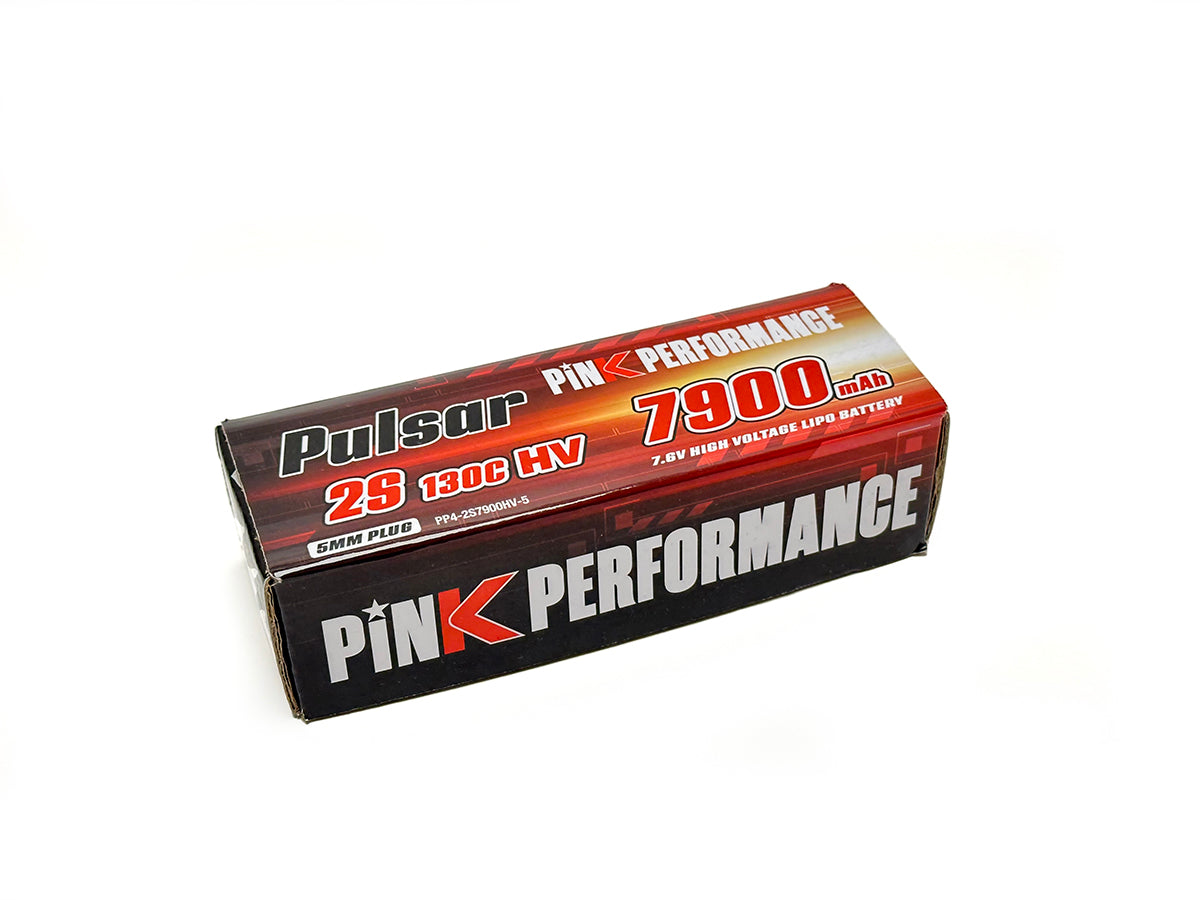 Batterie LiPo Pulsar 2S 7,6 V 7900 mAh 130C (5 mm) rose haute performance, dimensions : 139 x 47 x 26 mm, poids : 318 g
